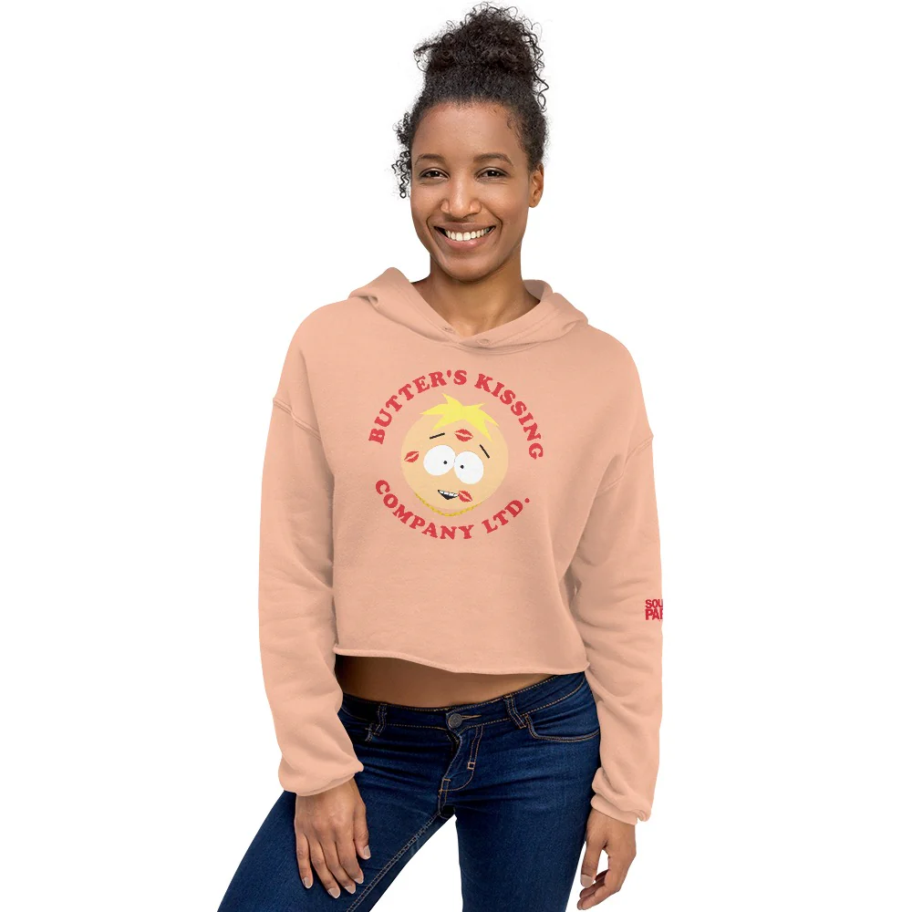 South Park Butter's Kissing Company Women's Fleece Crop Hooded Sweatshirt - Image 4