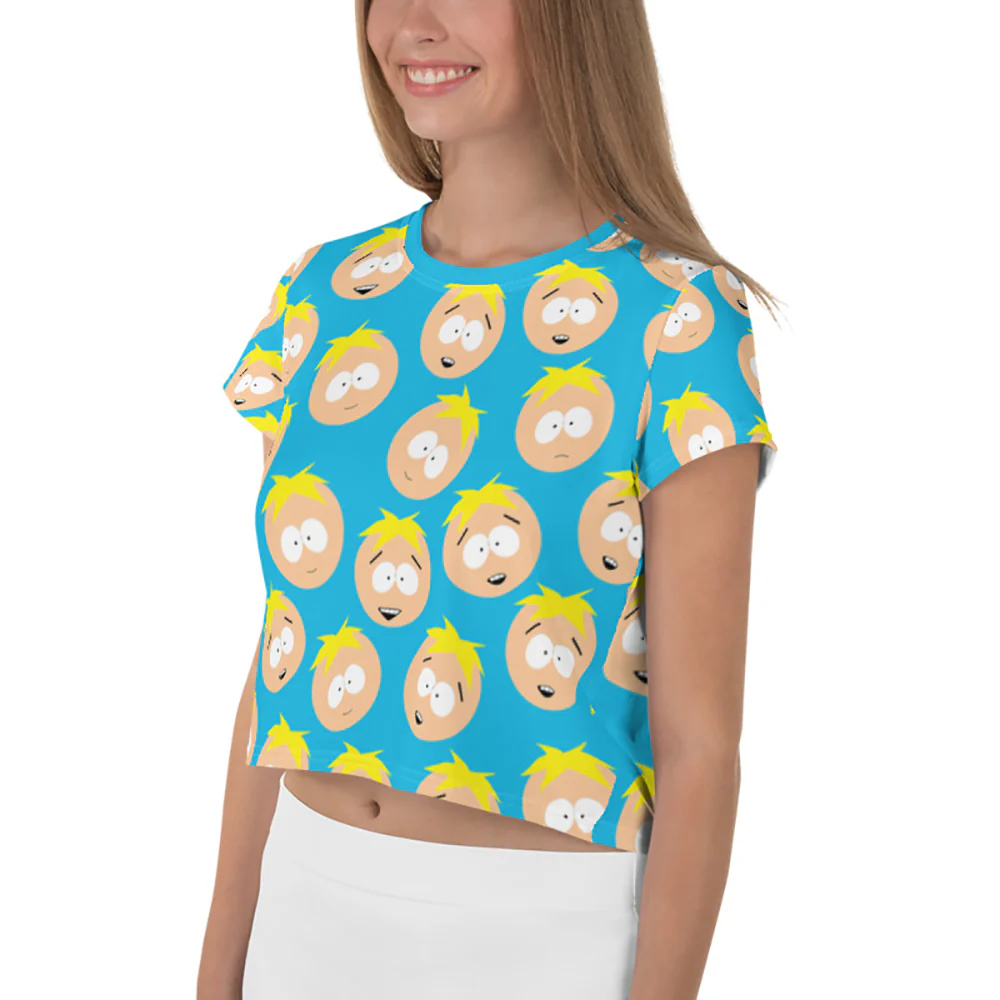 South Park Butters Faces Women's All-Over Print Crop T-Shirt - Image 3
