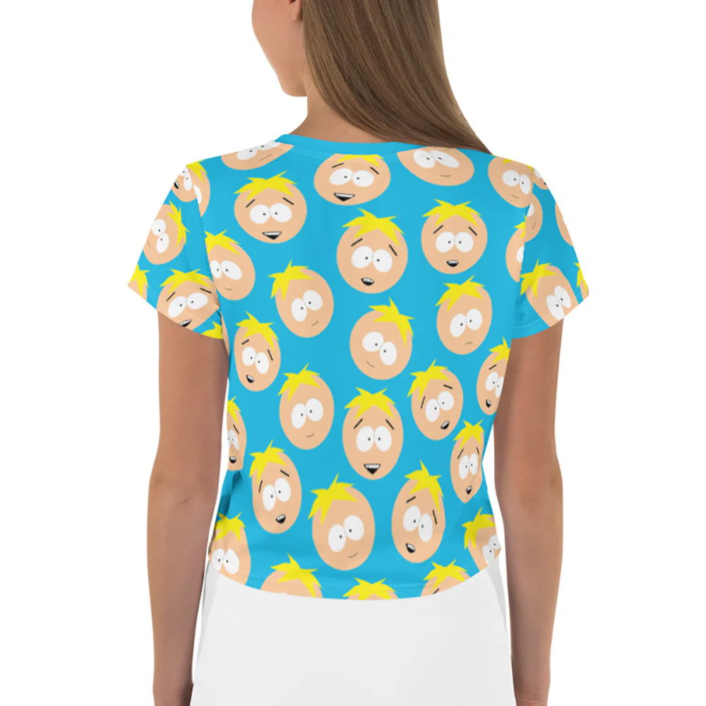 South Park Butters Faces Women's All-Over Print Crop T-Shirt - Image 4