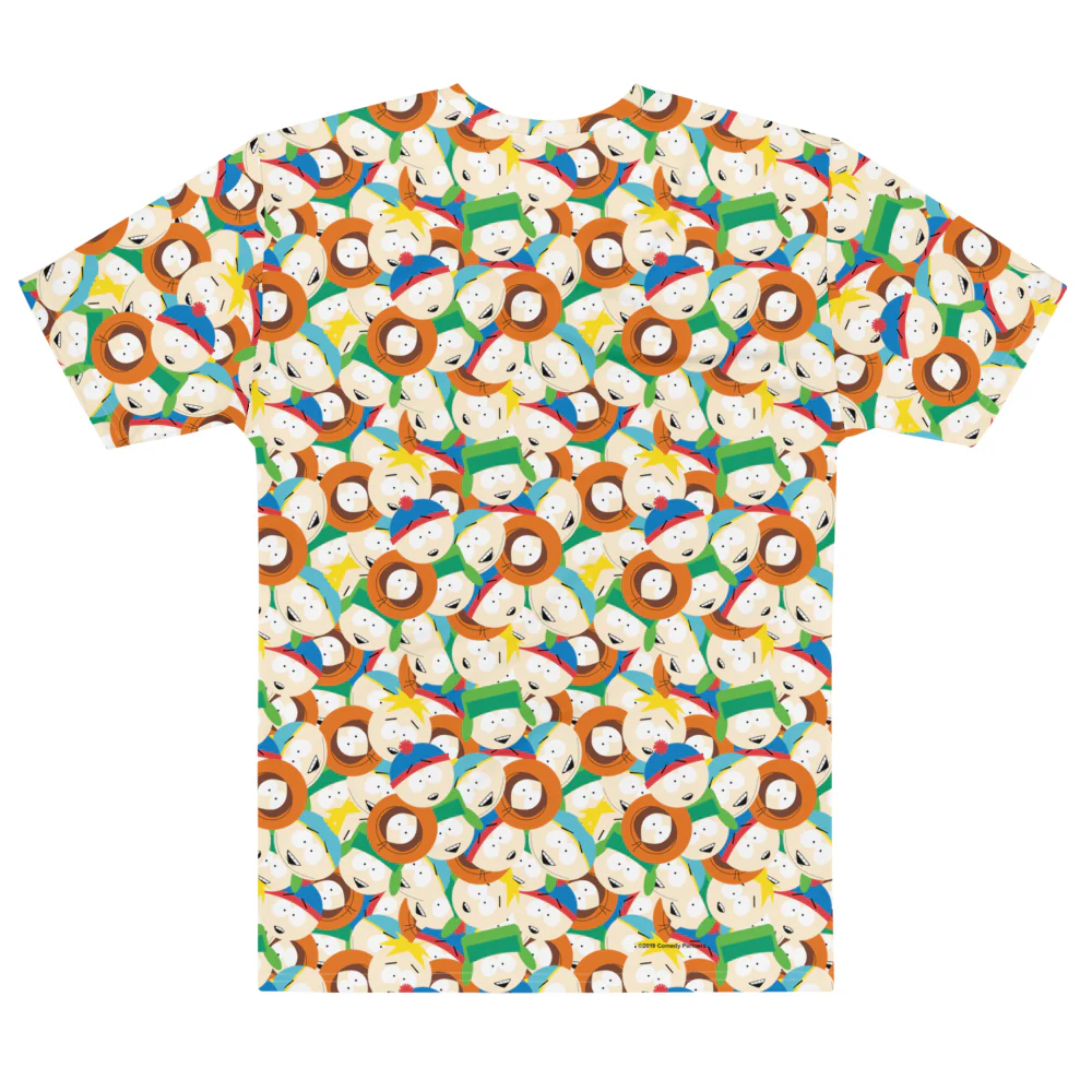 South Park Character Faces Tossed Pattern Adult All-Over Print T-Shirt - Image 3