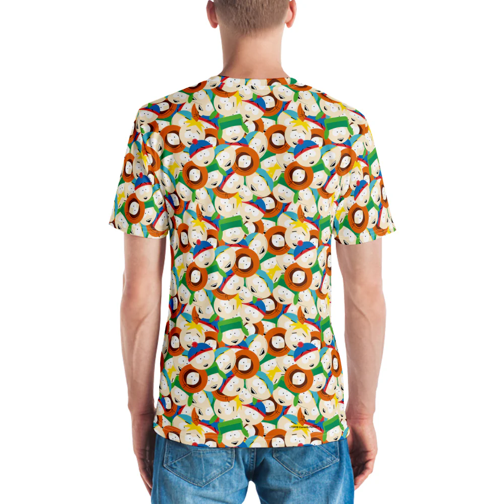 South Park Character Faces Tossed Pattern Adult All-Over Print T-Shirt - Image 6