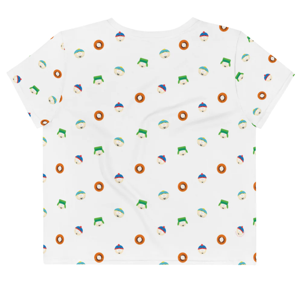 South Park Character Faces Women's All-Over Print Crop T-Shirt - Image 3