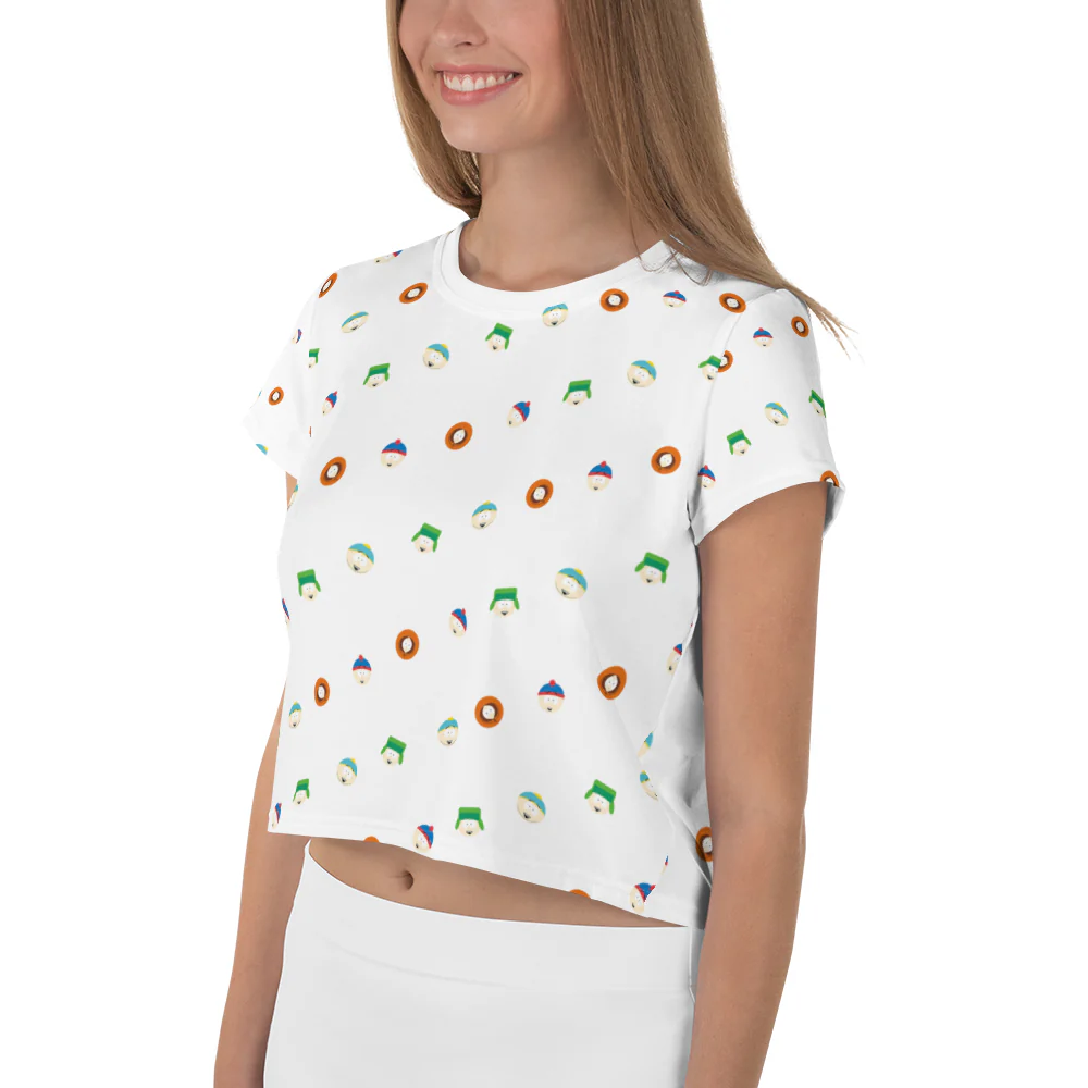South Park Character Faces Women's All-Over Print Crop T-Shirt - Image 5
