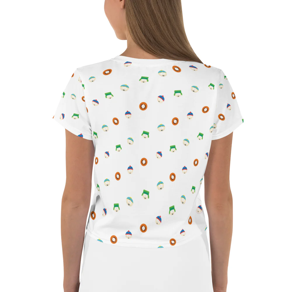 South Park Character Faces Women's All-Over Print Crop T-Shirt - Image 6
